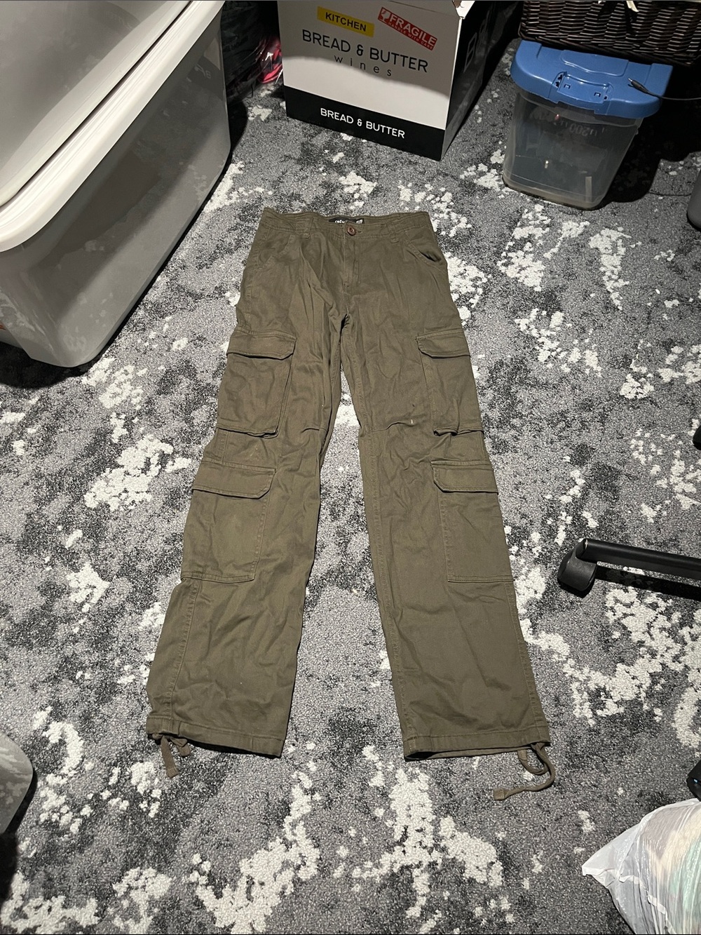 refuge Olive Green Cargo Flare Pants